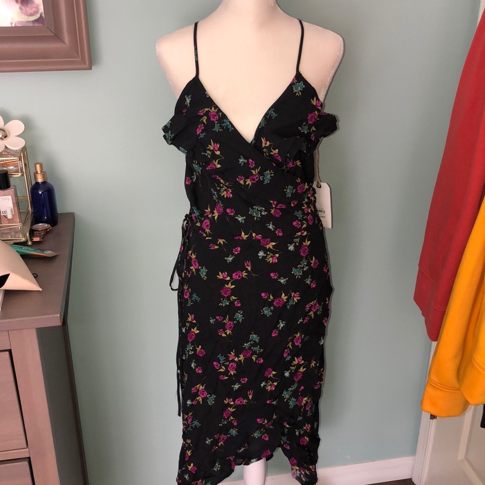 Wrap tie floral dress